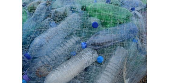 Micro Plastics may come from larger pieces originally Plastic bottles in net