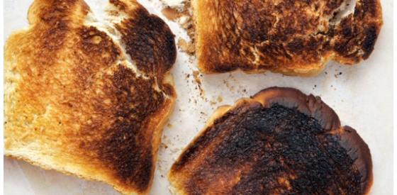 Burnt toast with acrylamide