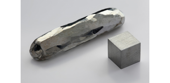 Cadmium metal shape and cube Piece of cadmium metal