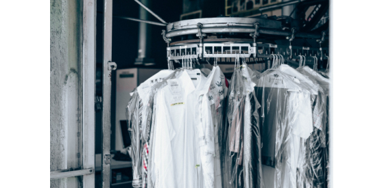 Chemicals are used for dry cleaning that can get into drinking water Dry cleaning hanging ready for cleaning